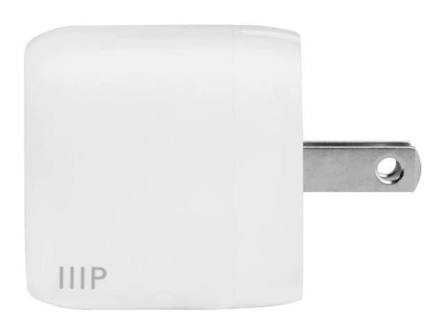 Monoprice 40W 2-port USB-C GaN Charger, Fast Charge, Foldable, Power Delivery for iPad, iPhone, Samsung Galaxy, White