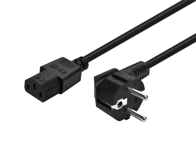 Monoprice AC Power Cord - 3 Feet - Black, CEE 7/7 'SCHUKO' (Europe) to IEC 60320 C13, 18AWG, 5A/1250W, 250V, 3-Prong, For PC Computers, PDU, UPS