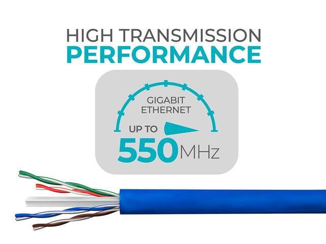 Monoprice Cat6 Ethernet Bulk Cable - Network Internet Cord - Solid, 500Mhz, UTP, CMR, Riser Rated, Pure Bare Copper Wire, 23AWG, 1000ft, Blue