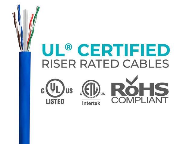 Monoprice Cat6 Ethernet Bulk Cable - 1000 Feet - Blue, Solid, 550MHz, UTP, CMR, Riser Rated, Pure Bare Copper Wire, 23AWG, No Logo, (UL)