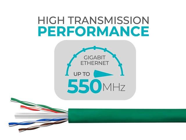 Monoprice Cat6 Ethernet Bulk Cable - Network Internet Cord - Solid, 500Mhz, UTP, CMR, Riser Rated, Pure Bare Copper Wire, 23AWG, 1000ft, Green