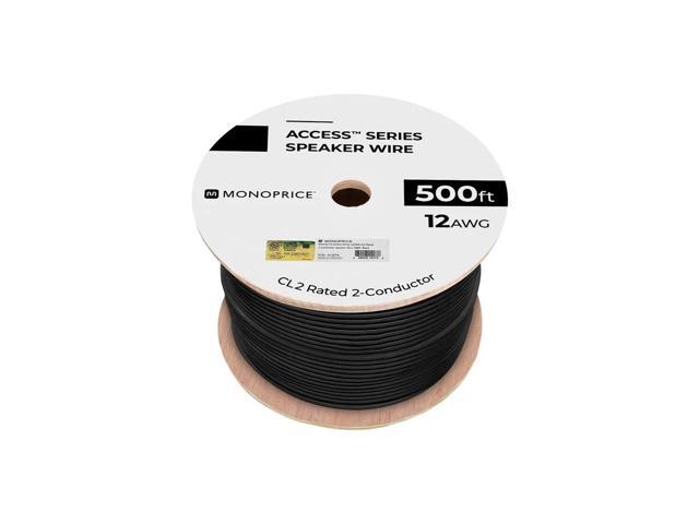 Monoprice Speaker Wire, CL2 Rated, 2-Conductor, 12AWG, 500ft, Black