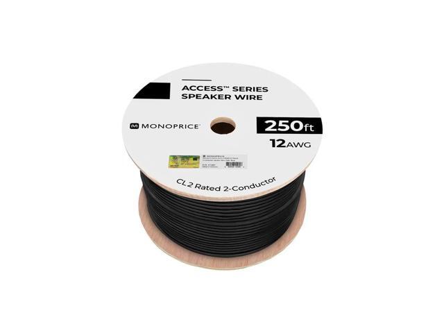 Monoprice Speaker Wire, CL2 Rated, 2-Conductor, 12AWG, 250ft, Black