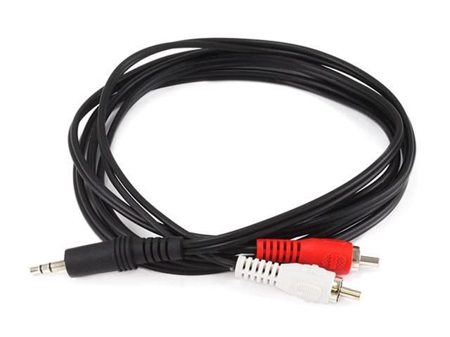 Monoprice Audio/Stereo Cable - 6 Feet - Black 3.5mm Stereo Plug/2 RCA Jack, Mp3 Player/Phone Headphone Output to Home Audio System