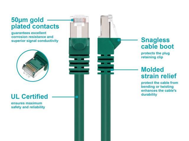Monoprice Cat6A Ethernet Patch Cable - 3 Feet - Green Network Internet Cord - RJ45, 550Mhz, STP, Pure Bare Copper Wire, 10G, 26AWG