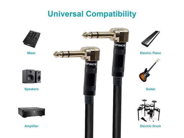Monoprice Premier Series 1/4 Inch (TRS) Male Right Angle to Male Right Angle 16AWG Cable Cord - 1.5 Feet- Black (Gold Plated)