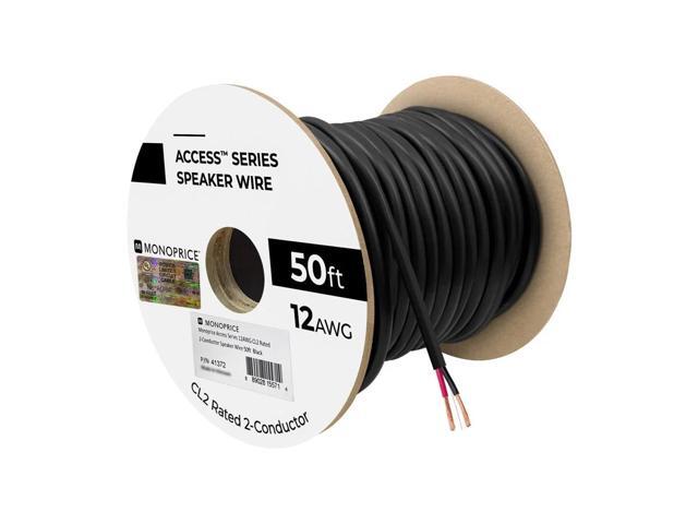 Monoprice Speaker Wire, CL2 Rated, 2-Conductor, 12AWG, 50ft, Black