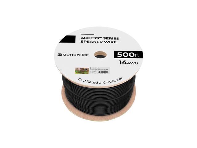 Monoprice Speaker Wire, CL2 Rated, 2-Conductor, 14AWG, 500ft, Black