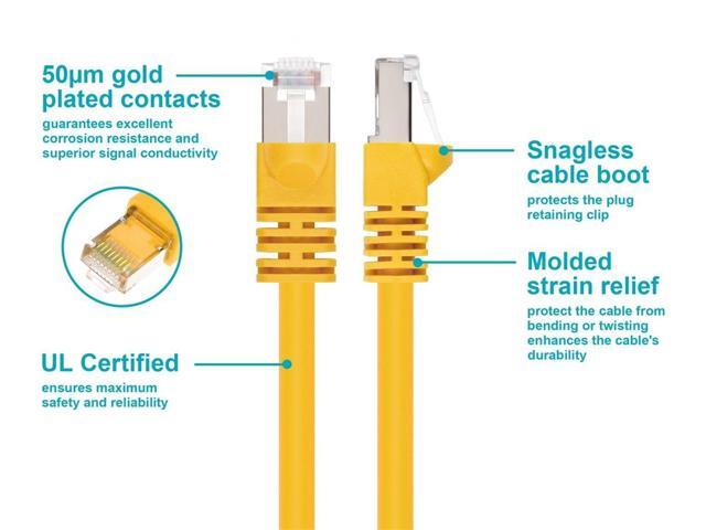 Monoprice Cat6A Ethernet Patch Cable - 5 Feet - Yellow Network Internet Cord - RJ45, 550Mhz, STP, Pure Bare Copper Wire, 10G, 26AWG