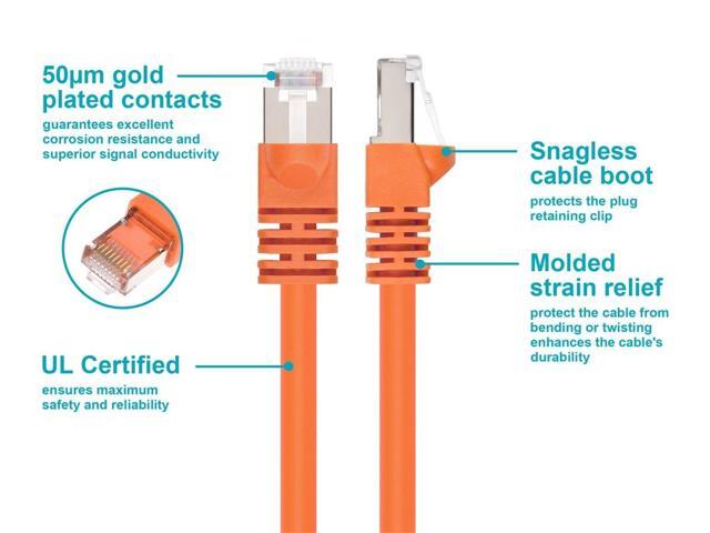Monoprice Cat6A Ethernet Patch Cable - 3 Feet - Orange Network Internet Cord - RJ45, 550Mhz, STP, Pure Bare Copper Wire, 10G, 26AWG