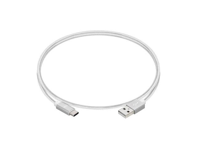 Monoprice Nylon Braided USB C to USB A 2.0 Cable - 1.5 Feet - White Type C, Fast Charging, Compatible With Samsung Galaxy S10 / Note 8, LG V20...
