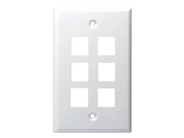 Monoprice Mid-Size Keystone Plate 6 Port, Ultra White, UL