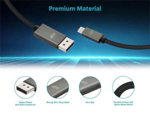 Monoprice Bidirectional USB-C to DisplayPort Cable - 4K60Hz, Thunderbolt 4/3 Compatible, Braided, 3ft, Black