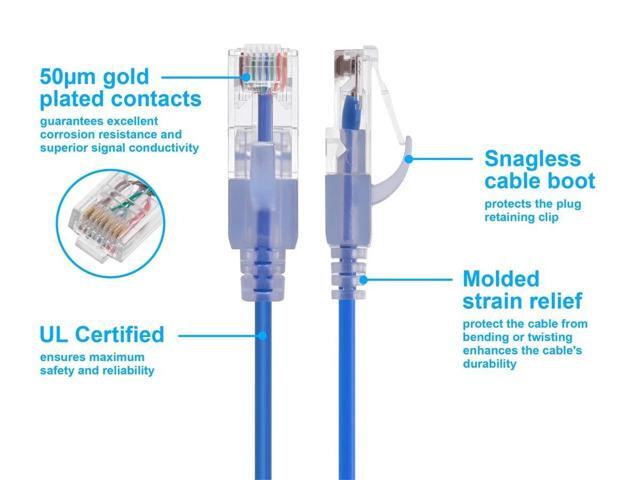 Monoprice Cat6A Ethernet Patch Cable - SlimRun, Snagless RJ45, 550MHz, UTP, Pure Bare Copper, 10G, 30AWG, 10-Pack, 4ft,