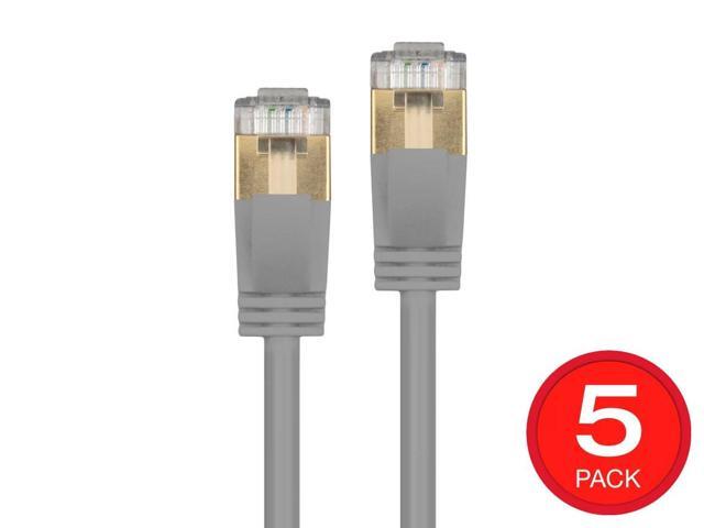 Monoprice Cat6A Ethernet Patch Cable - 10 Meters - Gray (5 pack) Snagless RJ45, Stranded, S/STP, Pure Bare Copper Wire, 36AWG, Computer Networking...