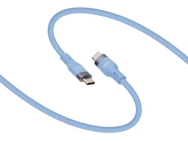 Monoprice USB-C to USB-C Silicone Charging Cable - USB 2.0, 240W PD, Ultra Flexible, 3ft, Blue - 2 Pack