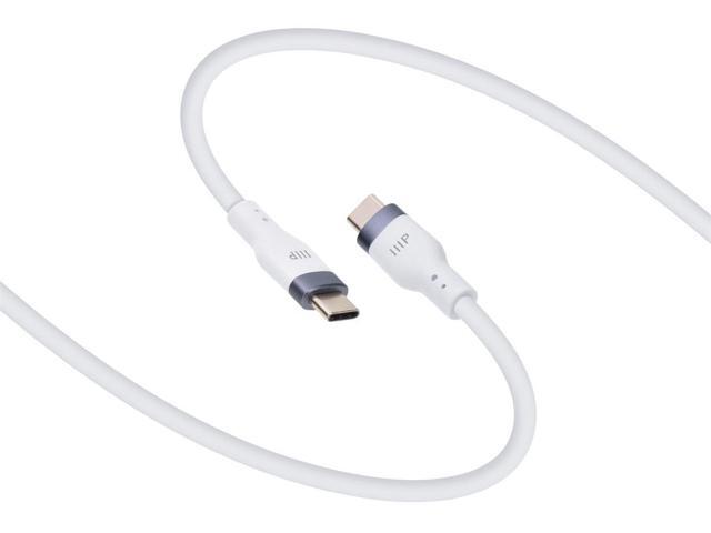 Monoprice USB-C to USB-C Silicone Charging Cable - USB 2.0, 240W PD, Ultra Flexible, 3ft, White - 2 Pack