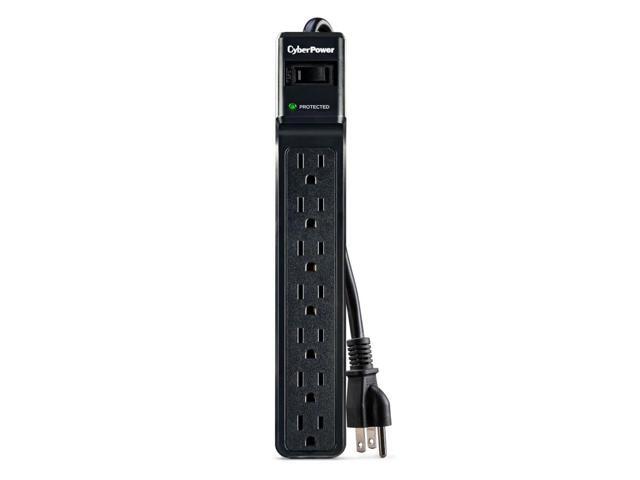 CyberPower CSB706 Essential 7 - Outlet Surge with 1500 J - Clamping Voltage 500V, 6 ft Cord, NEMA 5-15P, Straight Plug,