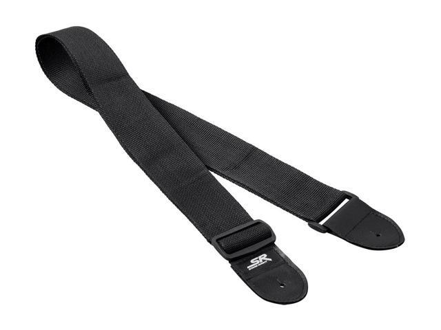 Monoprice Guitar Strap - 2 Inch - Black With Synthetic Leather Ends, made of a smooth nylon - Stage Right Series