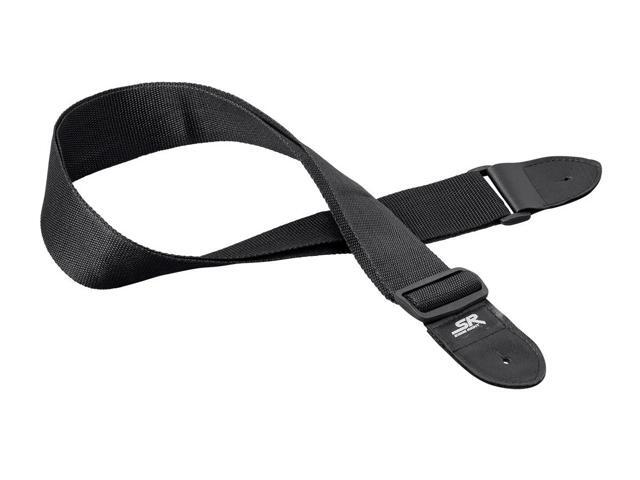 Monoprice Guitar Strap - 2 Inch - Black With Synthetic Leather Ends, made of a smooth nylon - Stage Right Series