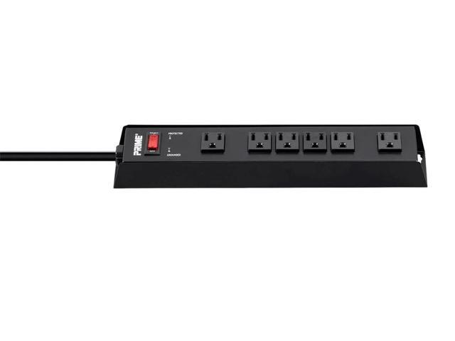 Monoprice Power & Surge - 6 Outlet Metal Surge Protector Power Strip - 15 Feet Cord - Black 1150 Joules 15A / 125V / 1875W