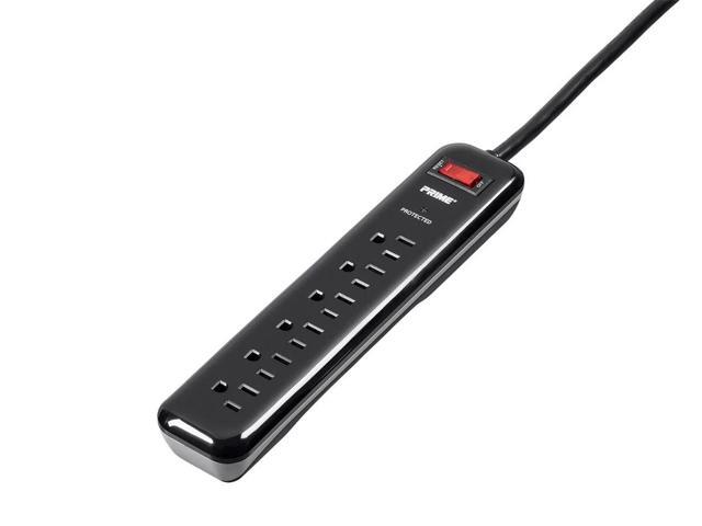 Monoprice Power & Surge - 6 Outlet Surge Protector Power Strip with Low-Profile Plug - 4 Feet Cord - Black 1000 Joules, 15A / 125V / 1875W