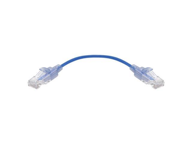 Monoprice SlimRun Cat6A Ethernet Patch Cable - Network Internet Cord - RJ45, Stranded, UTP, Pure Bare Copper Wire, 30AWG, 6in, Blue, 10-Pack