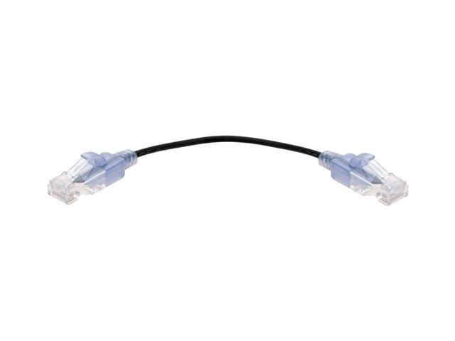 Monoprice SlimRun Cat6A Ethernet Patch Cable - Network Internet Cord - RJ45, Stranded, UTP, Pure Bare Copper Wire, 30AWG, 6in, Black, 10-Pack