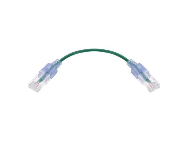 Monoprice SlimRun Cat6A Ethernet Patch Cable - Network Internet Cord - RJ45, Stranded, UTP, Pure Bare Copper Wire, 30AWG, 6in, Green, 10-Pack