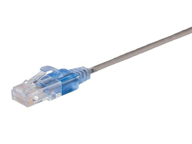 Monoprice SlimRun Cat6A Ethernet Patch Cable - Network Internet Cord - RJ45, Stranded, UTP, Pure Bare Copper Wire, 30AWG, 2ft, Gray, 10-Pack