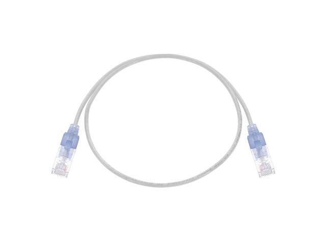 Monoprice SlimRun Cat6A Ethernet Patch Cable - Network Internet Cord - RJ45, Stranded, UTP, Pure Bare Copper Wire, 30AWG, 2ft, White, 5-Pack