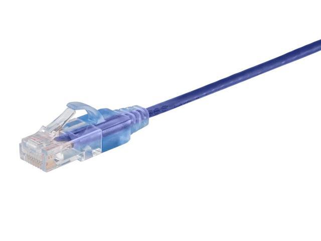 Monoprice SlimRun Cat6A Ethernet Patch Cable - Network Internet Cord - RJ45, Stranded, UTP, Pure Bare Copper Wire, 30AWG, 6in, Purple, 10-Pack