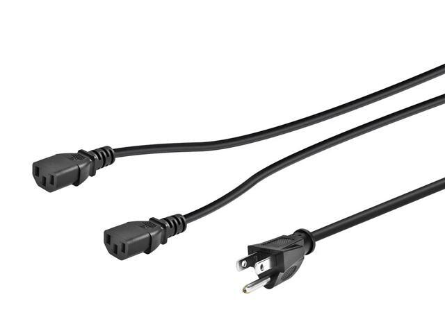 Monoprice 6ft 18AWG Power Extension Cord Splitter Cable 10A (NEMA 5-15P to 2x IEC 60320 C13)