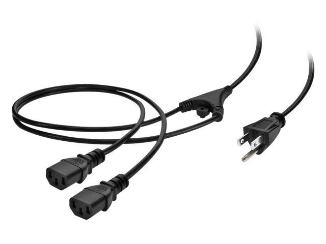 Monoprice 6ft 18AWG Power Extension Cord Splitter Cable 10A (NEMA 5-15P to 2x IEC 60320 C13)