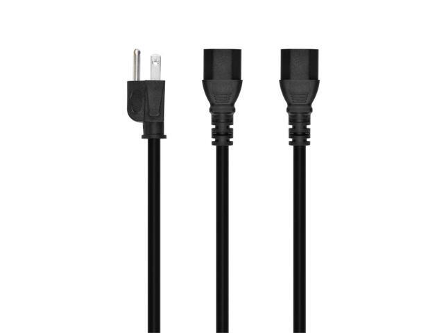 Monoprice 6ft 18AWG Power Extension Cord Splitter Cable 10A (NEMA 5-15P to 2x IEC 60320 C13)