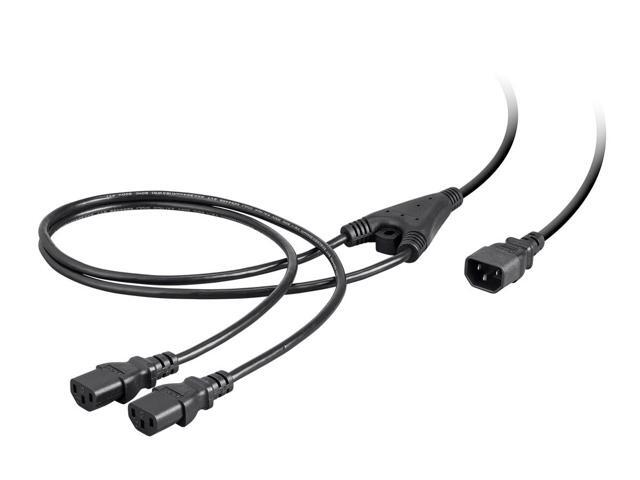 Monoprice 6ft 18AWG Power Extension Cord Splitter Cable 10A (IEC 60320 C14 to 2x IEC 60320 C13)