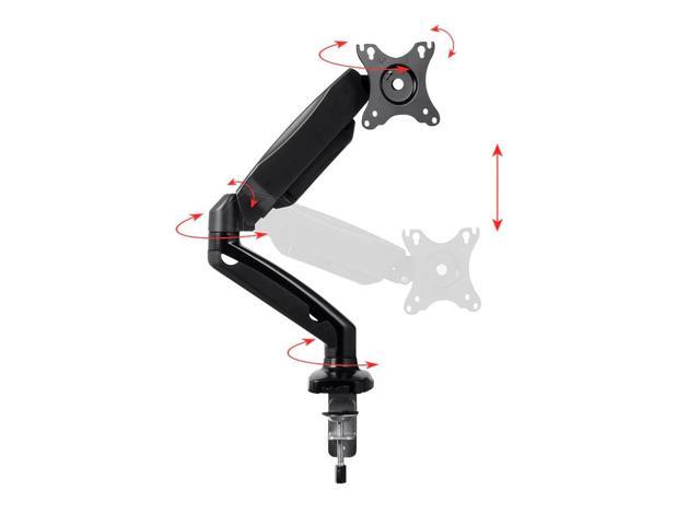 Monoprice Smooth Full Motion Single Monitor Adjustable Gas Spring Desk Mount - Black For Smaller Screens, Up to 27in Monitors, 14.3 LBS Display Weight