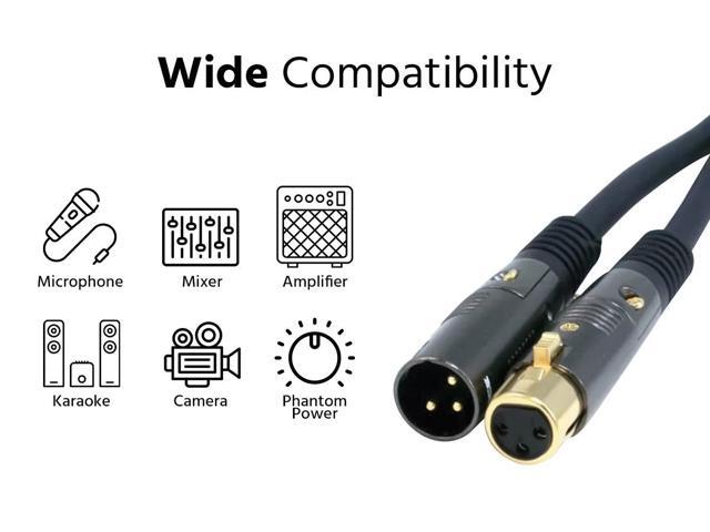 monoprice premier series xlr male to xlr female 150ft black gold plated 16awg copper wire conductors microphone & interconnect