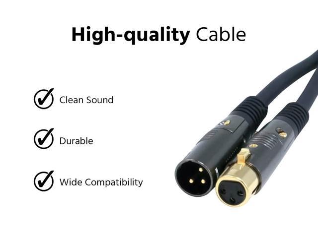 monoprice premier series xlr male to xlr female 150ft black gold plated 16awg copper wire conductors microphone & interconnect