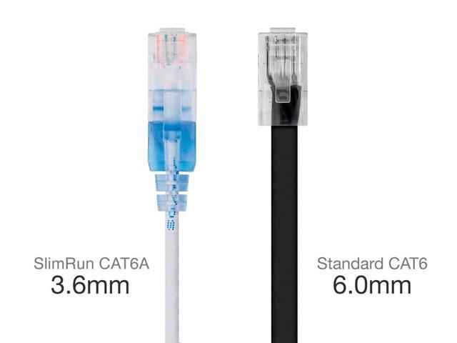 Monoprice Cat6A Ethernet Network Patch Cable - 25 Feet - White 5-Pack, 10G - SlimRun Series