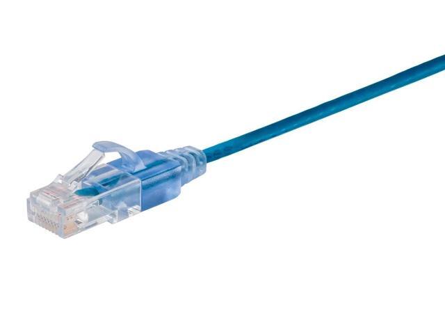 Monoprice Cat6A Ethernet Network Patch Cable - 50 Feet - Blue 5-Pack, 10G - SlimRun Series