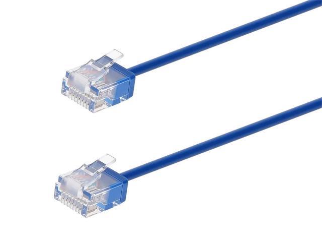 Monoprice Cat6 Ethernet Patch Cable - 1 Feet - Blue Stranded, 550MHz, UTP, Pure Bare Copper Wire, 36AWG - Micro SlimRun Series