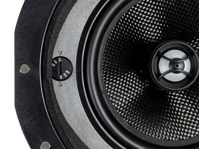 Monoprice 2-Way Carbon Fiber In-Ceiling Speakers - 6.5 Inch With 15' Angled Drivers (Pair) - Alpha Series