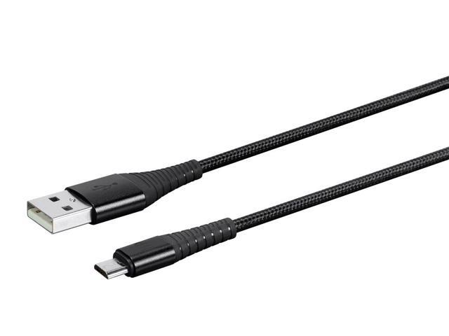 Monoprice USB 2.0 Micro B to Type A Charge & Sync Cable - 1.5 Feet - Black Nylon-Braid, Durable, - AtlasFlex Series