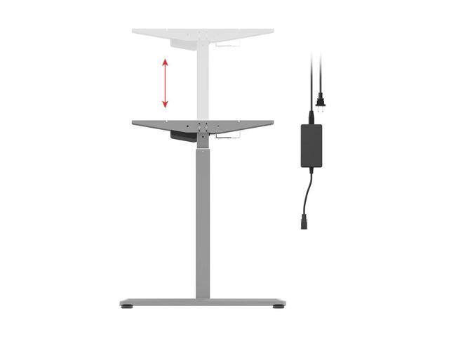 Monoprice Height Adjustable Sit Stand Riser Table Desk Frame - Grey With Electric Single Motor, Compatible With Desktops From 39 Inches Up To 63...