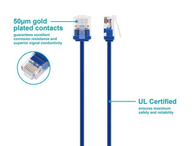 Monoprice Cat6 Ethernet Patch Cable - 3 Feet - Blue Stranded, 550MHz, UTP, Pure Bare Copper Wire, 32AWG - Micro SlimRun Series