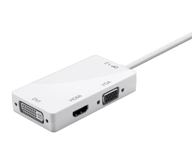 Monoprice DisplayPort 1.2a to 4K HDMI, Dual Link DVI, and VGA Passive Adapter, White