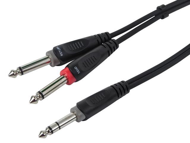 Monoprice 1/4 Inch TRS Male to two 1/4 Inch TS Male Insert Cable Cord - 10 Feet - Black