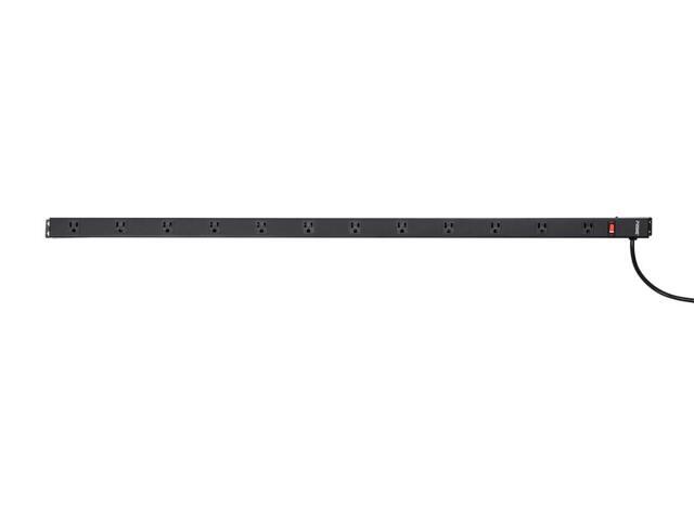 12 Outlet 4ft Metal Power Strip with 6ft Cord, Black