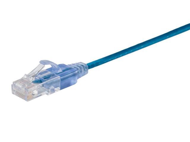 Monoprice SlimRun Cat6A Ethernet Patch Cable - Network Internet Cord - RJ45, 550Mhz, UTP, Pure Bare Copper Wire, 10G, 30AWG, 10ft, Blue, 5-Pack